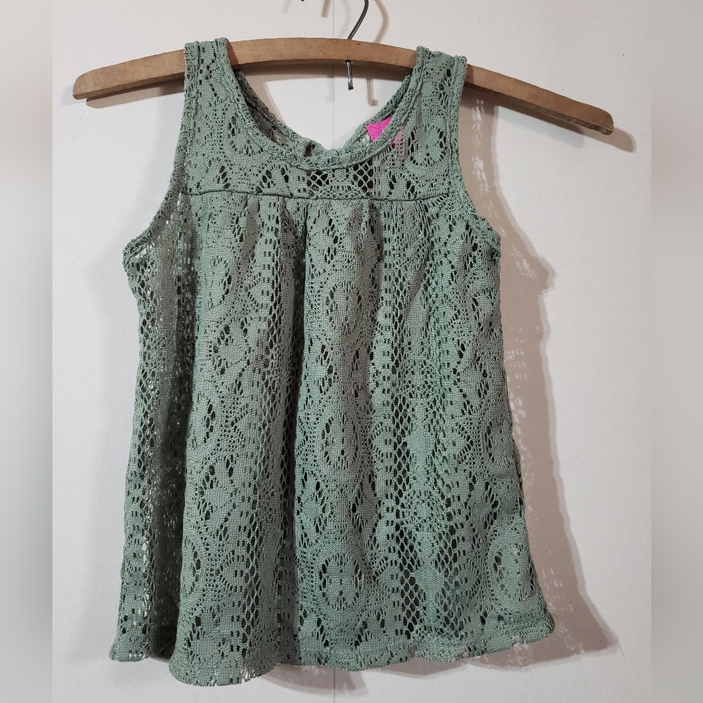 4/$20 Girls Green Layered Dressy Lace Tank Top, Pinky brand size XS 4/5